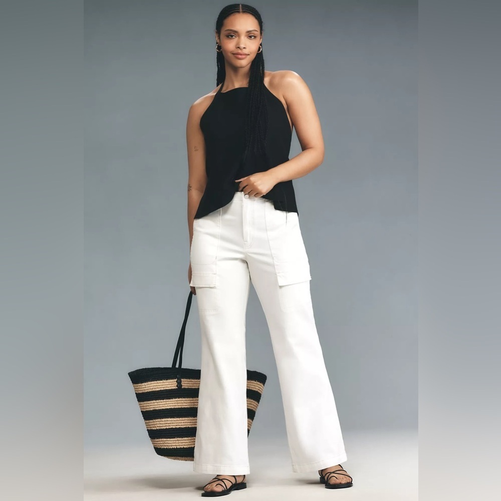 NWT! Anthropologie Pilcro White Utility Bootcut Cargo Pants 1️⃣